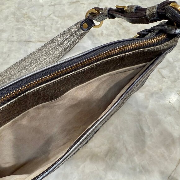 BRAHMIN "Marcy" NWT Shoulder Bag in Steel Grey Pardalis Lizard-Embossed Leather - Picture 10 of 12